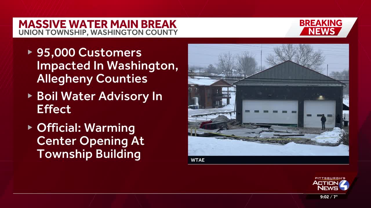 Massive water main break in Washington County