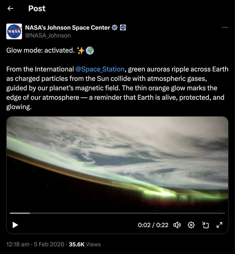 NASA shares ISS visuals of solar flare lighting up Earth’s atmosphere