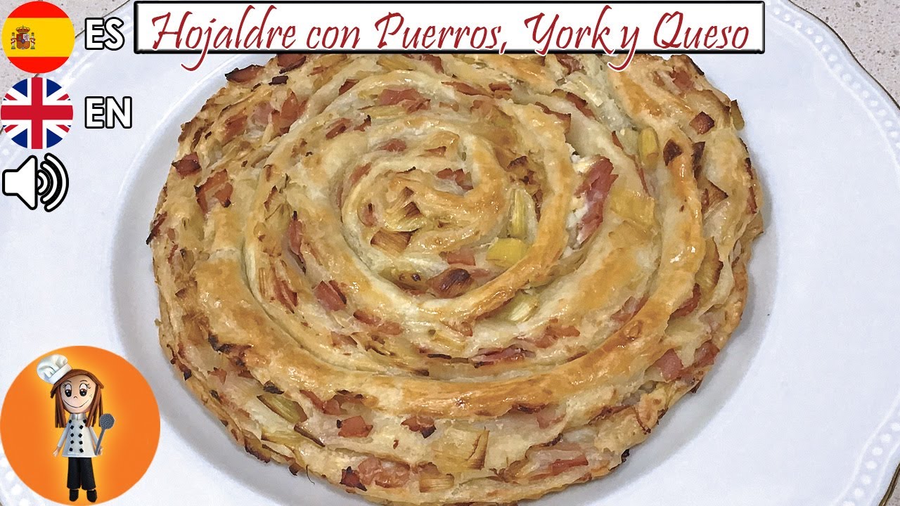 Hojaldre relleno de puerros, York y queso | Receta de cocina en familia