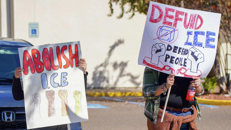 Protesters gather outside Cuellar's office over DHS vote