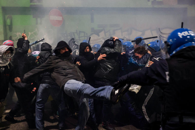 At Winter Olympics, protest over cost and ICE ends in clash with police