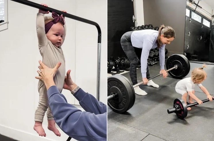 Em bé 8 tháng tuổi gây sốt với khả năng đu xà