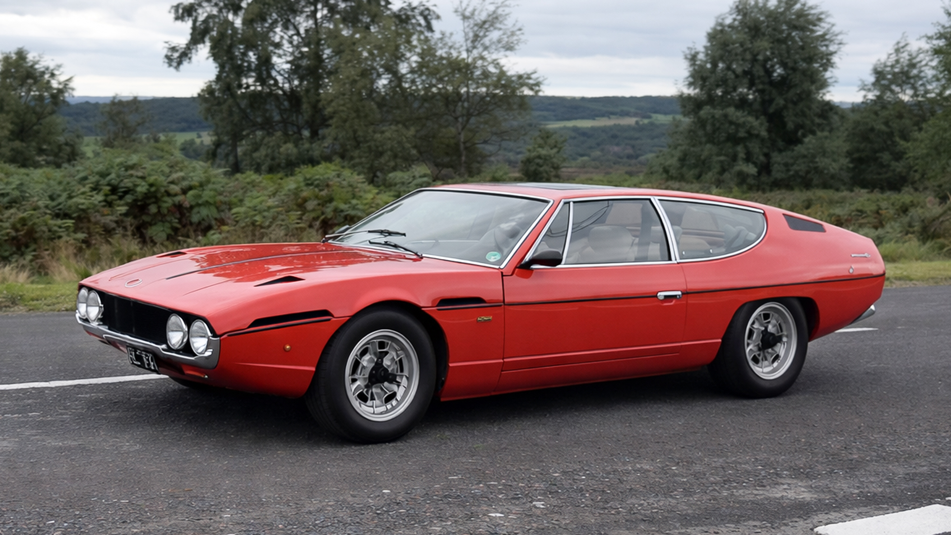 Lamborghini Espada on a long distance road drive