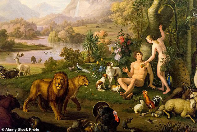 The Garden of Eden (Pictured) was described in the Book of Genesis as a paradise where the first humans, Adam and Eve, once walked before committing the first sin