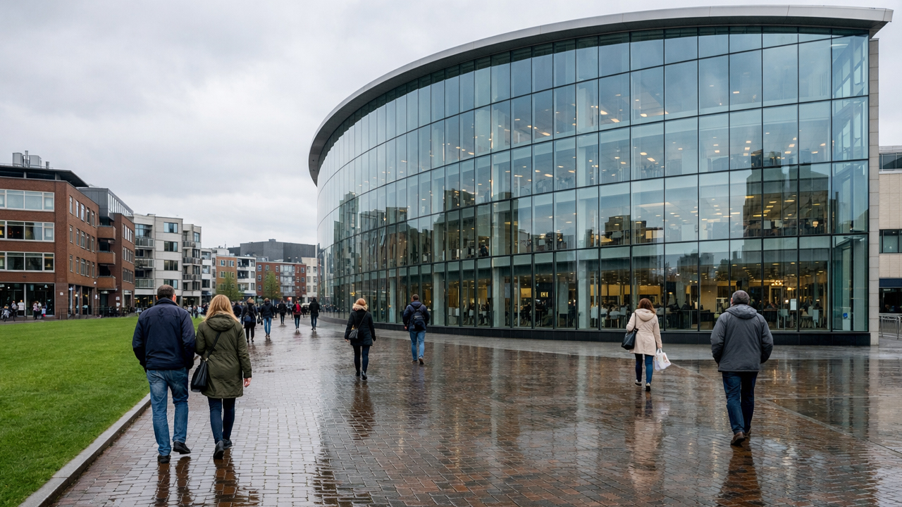 Rainy walk through modern Amsterdam