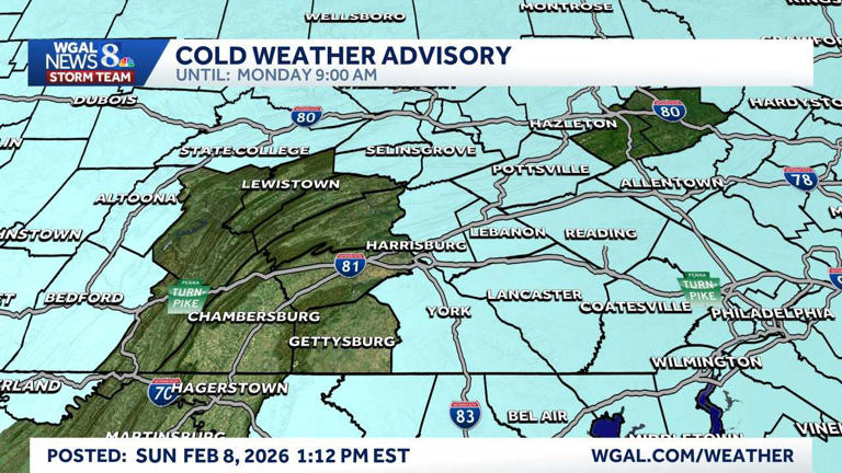 Cold weather advisory in effect for parts of the Susquehanna Valley