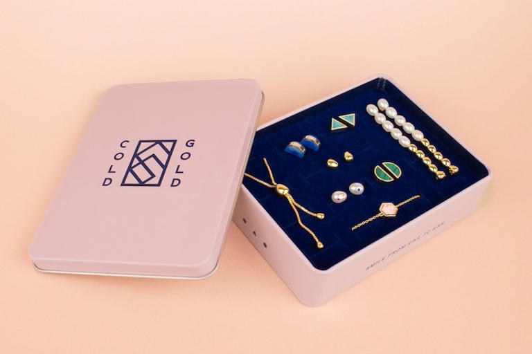 Cold gold standard: Bold leather bags & jewelry