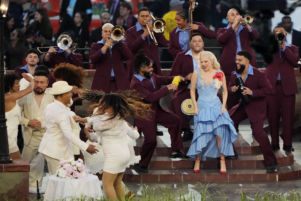 lady gaga super bowl dress Lady Gaga's Super Bowl halftime dress was custom-made by LUAR, the  Brooklyn-based fashion house founded by Dominican-American designer Raul  Lpez. Worn during Bad Bunny's culturally rich halftime performance at Super  Bowl LX,