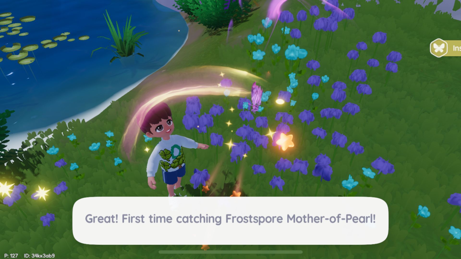 Frostspore butterfly location in Heartopia