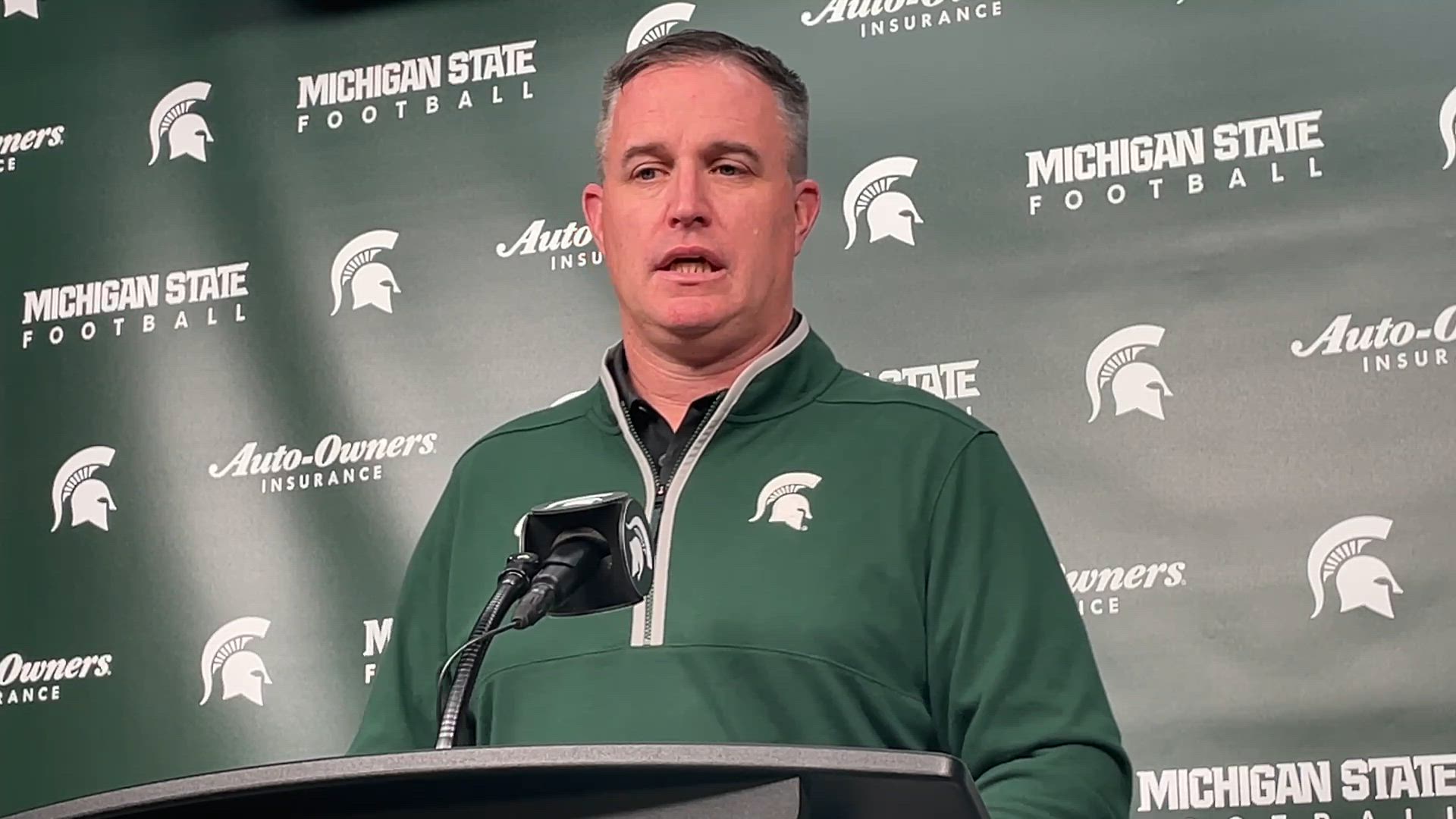 Michigan State Spartans head football coach Pat Fitzgerald on LeVar ...