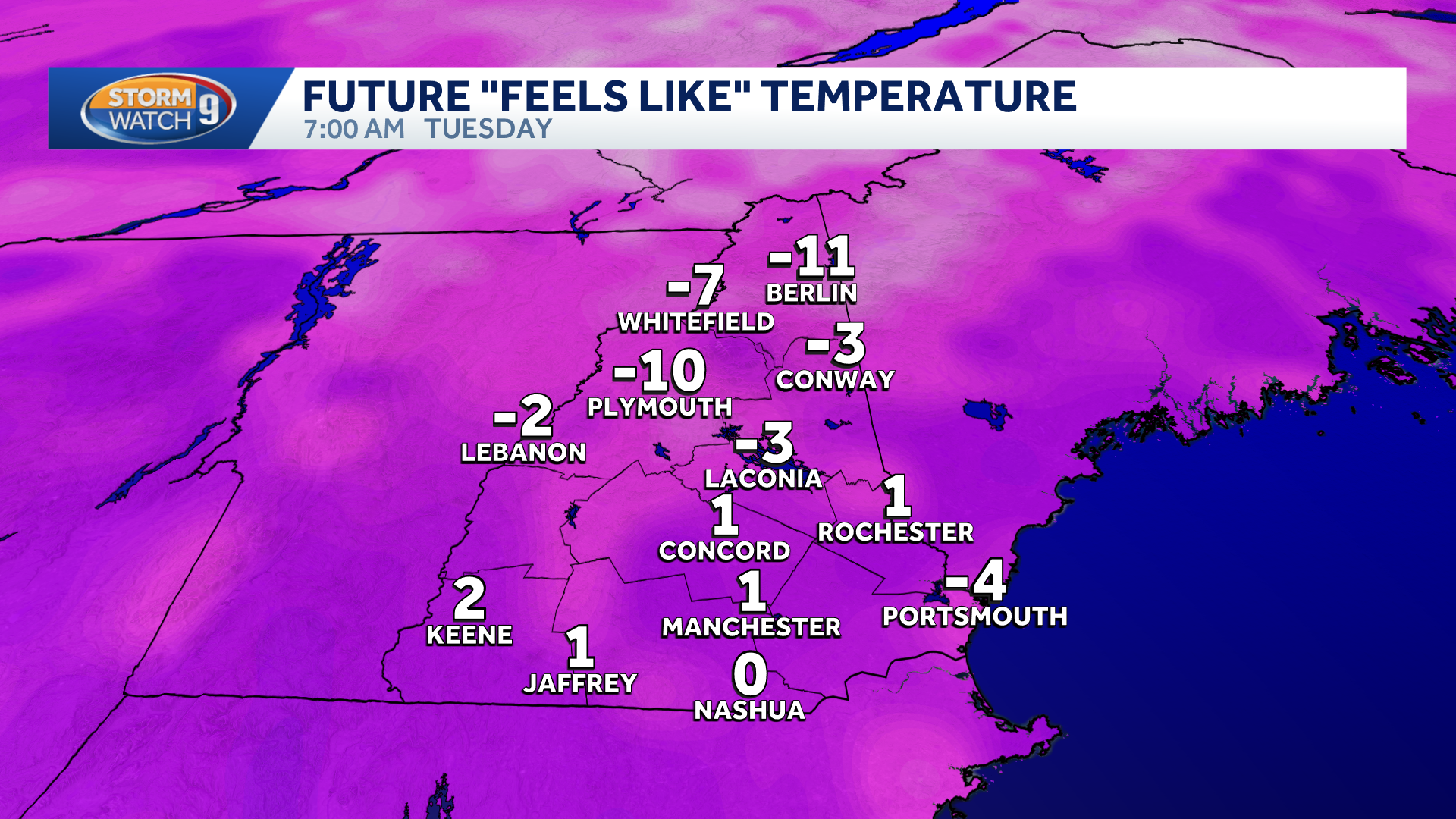 Bitter cold lingers into Monday; light snow expected Tuesday across NH