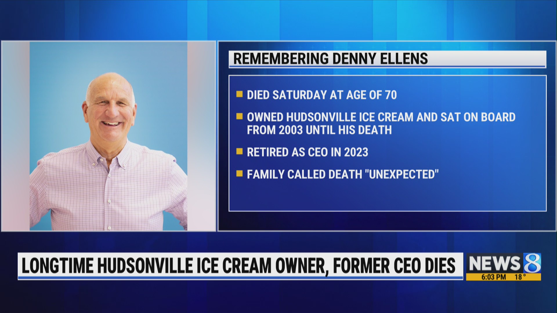 Longtime Hudsonville Ice Cream owner, former CEO dies