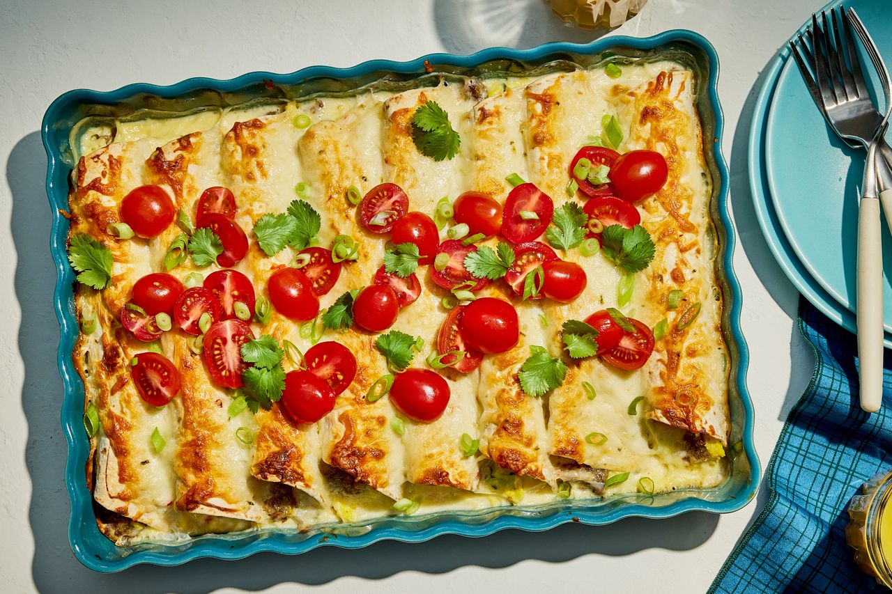 Southern Living Breakfast Enchiladas in the casserole dish