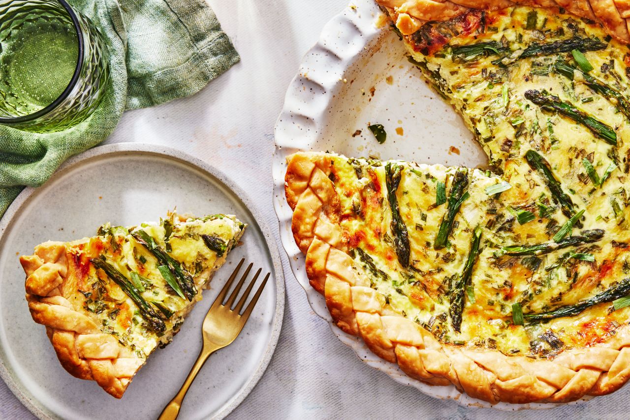 asparagus quiche with a slice out - Southern Living