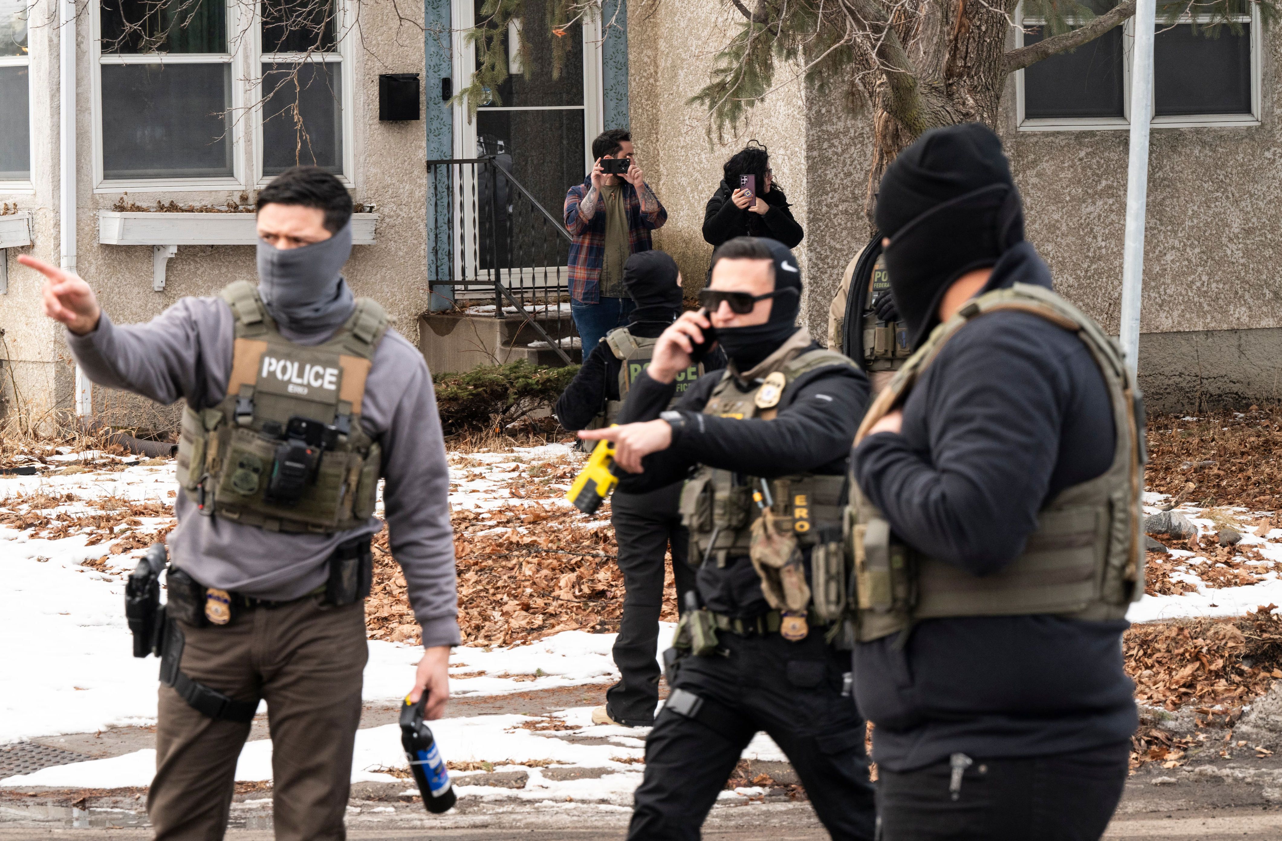 There are ongoing calls to end the immigration raids in Minneapolis after two U.S. citizens were shot by federal immigration agents. / Stephen Maturen/Getty Images