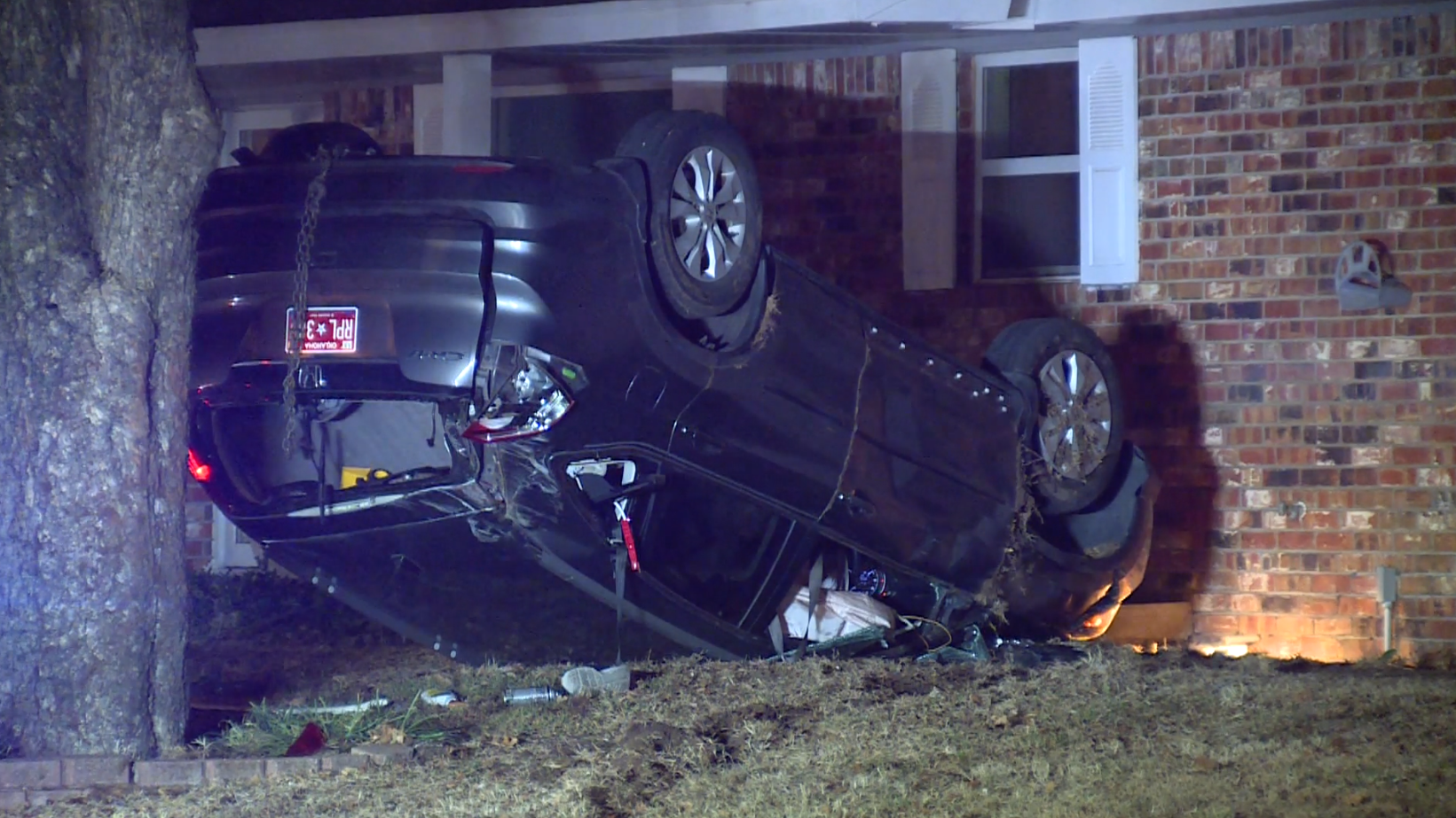 Driver flees scene after car almost flips into Oklahoma City home