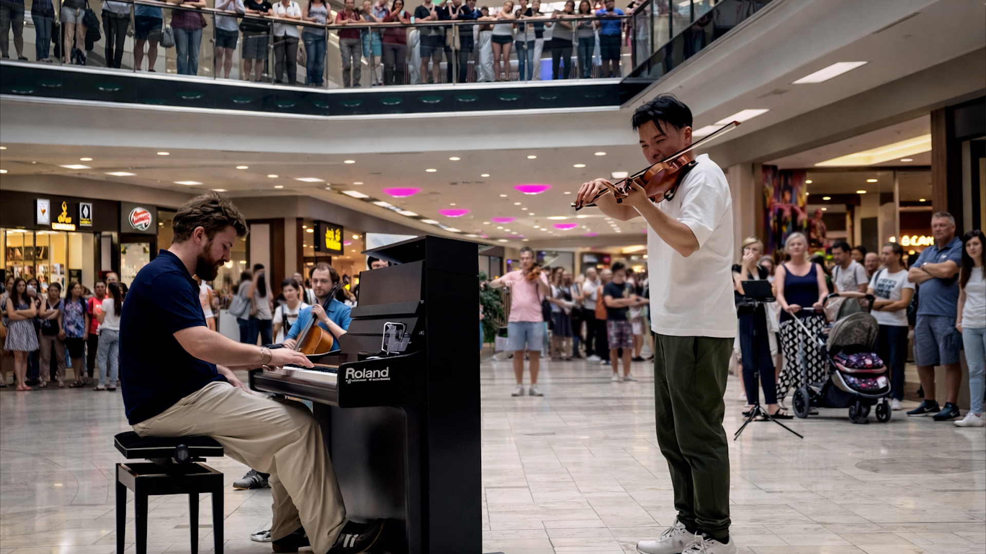 A public flashmob performance at a mall