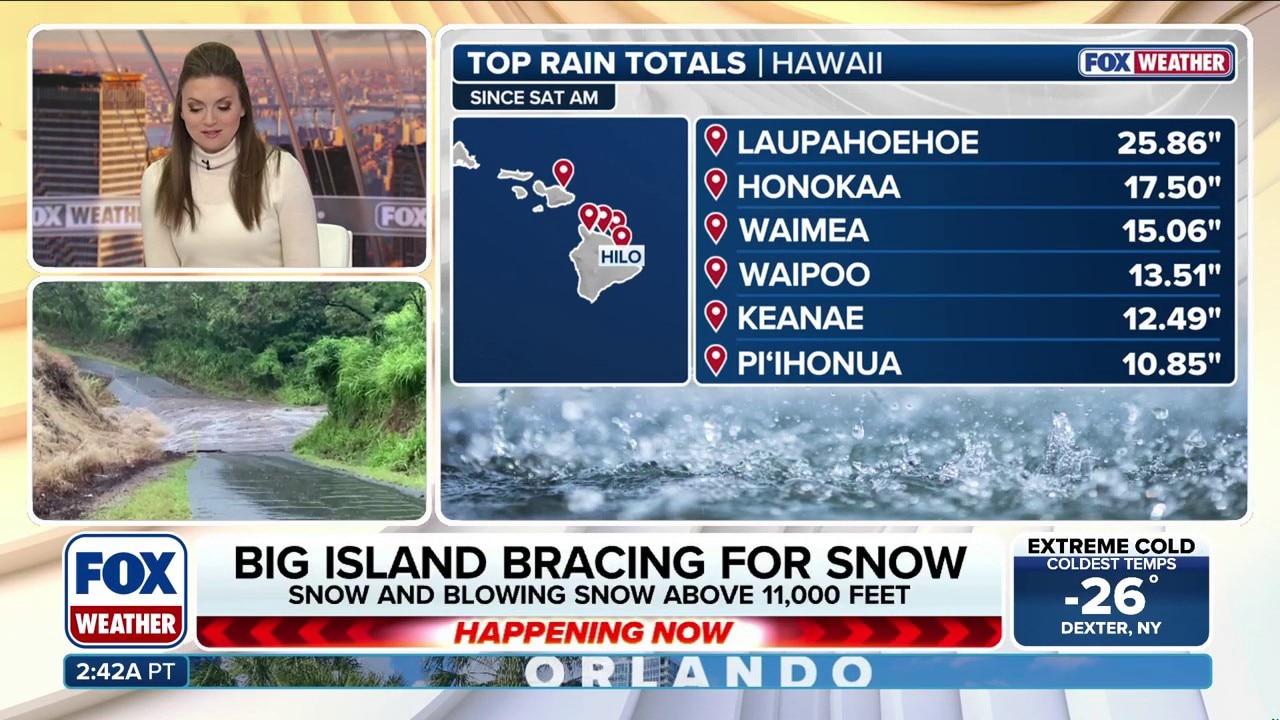 Hawaii blasted by rain and wind, flood watch in effect through Monday