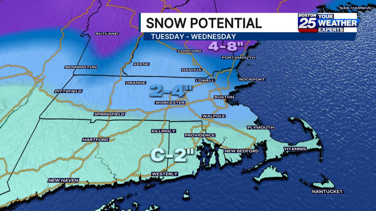New snow map issued for another winter storm this week