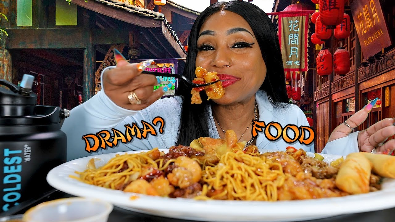 Watch an exciting Panda Express mukbang with YouTube drama