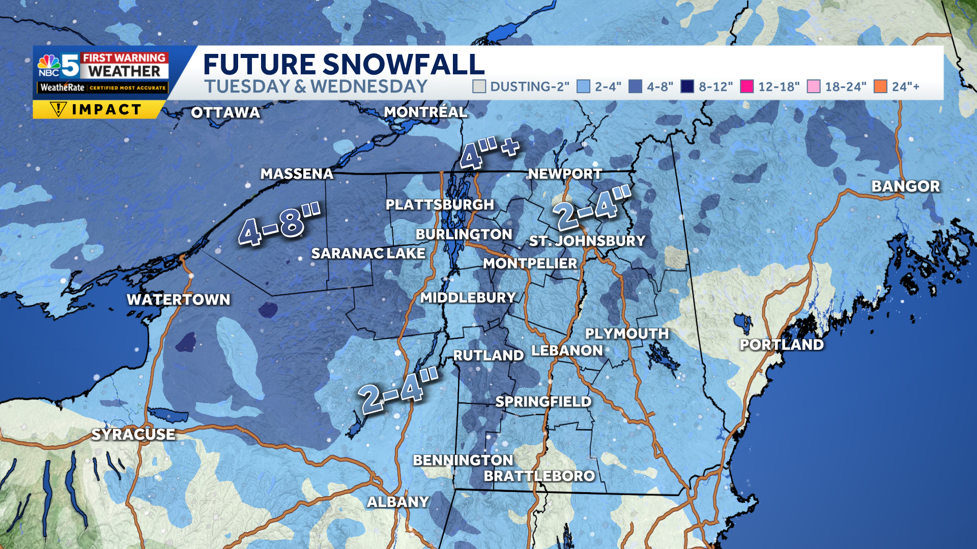 Another round of snow, tough travel Tuesday in Vermont, New York