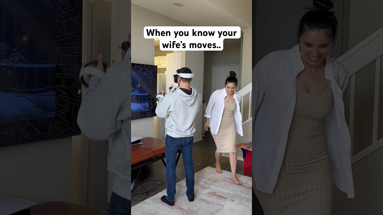 Playing VR while predicting wife’s moves—hilarious