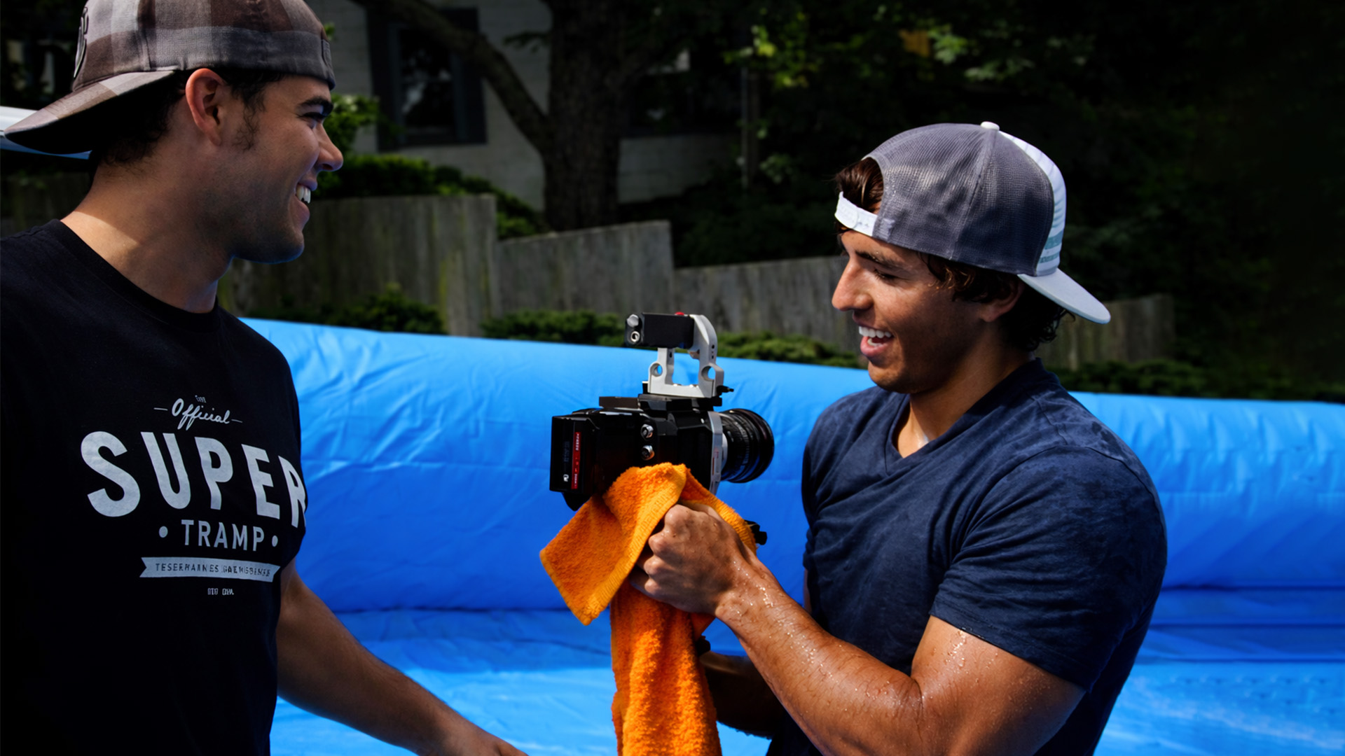 Using an expensive camera to capture a water slide shot