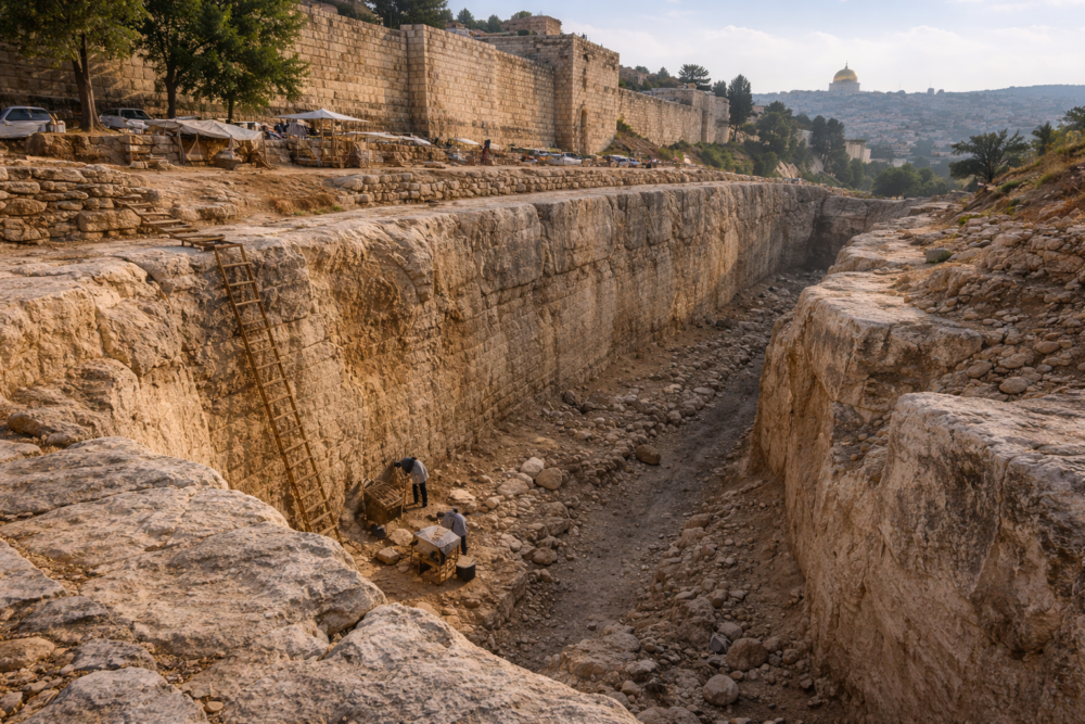 Researchers say the ancient moat reshapes what we know about Jerusalem&rsquo;s defenses during the First Temple period.