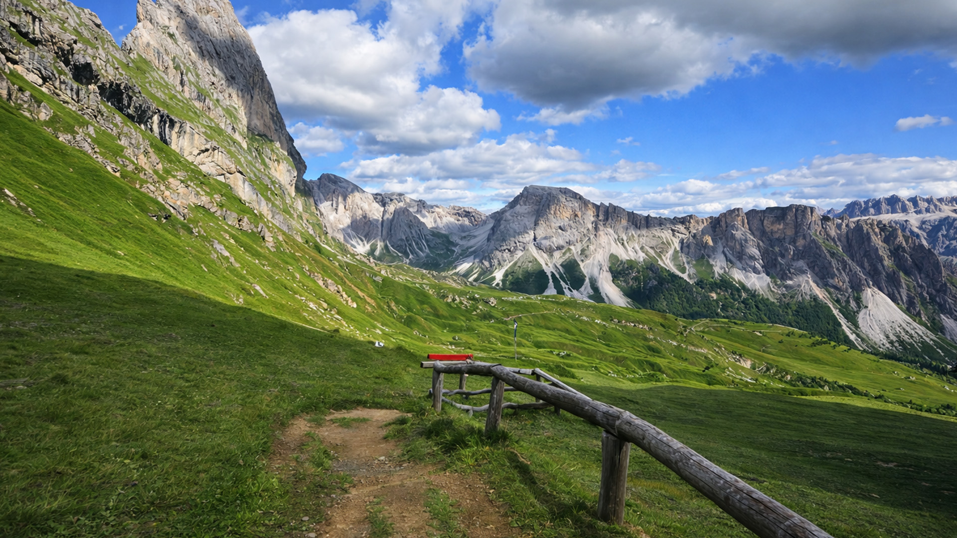 Puez Odle Dolomites scenic alpine hiking tour (4K)