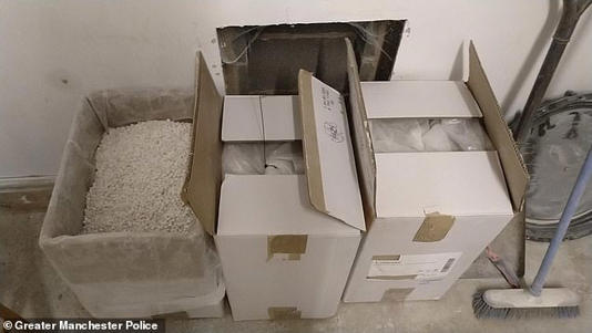Police found boxes full of counterfeit pills when they raided the gang's 'sophisticated' drug factories