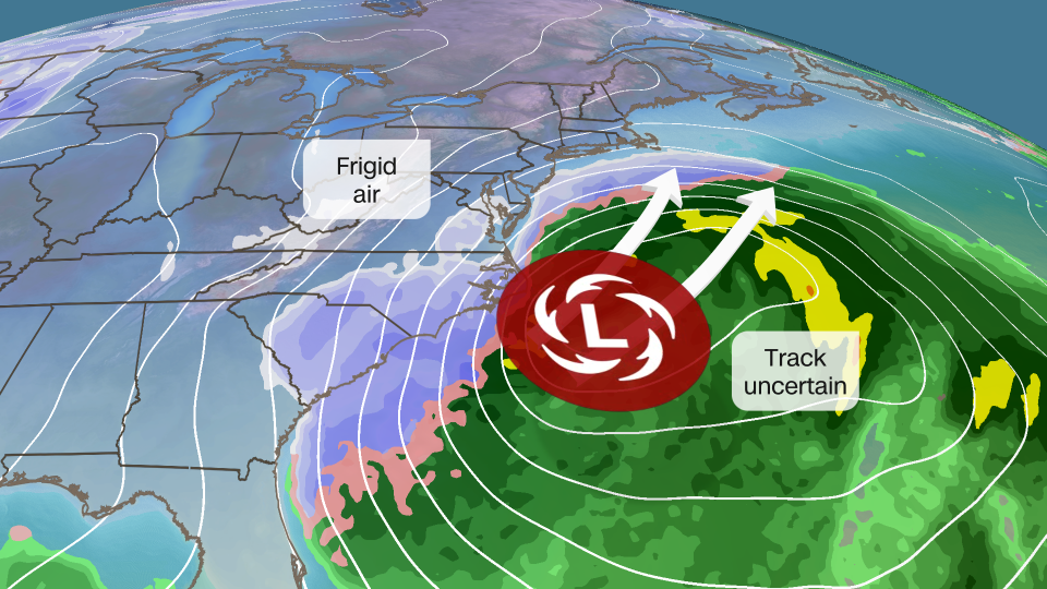 A bomb cyclone is more likely to impact parts of the East Coast this weekend. Here are the updated scenarios<br>