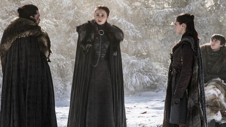 Kit Harington, Sophie Turner, Maisie Williams, Isaac Hempstead Wright appear on the last season of "Game of Thrones."