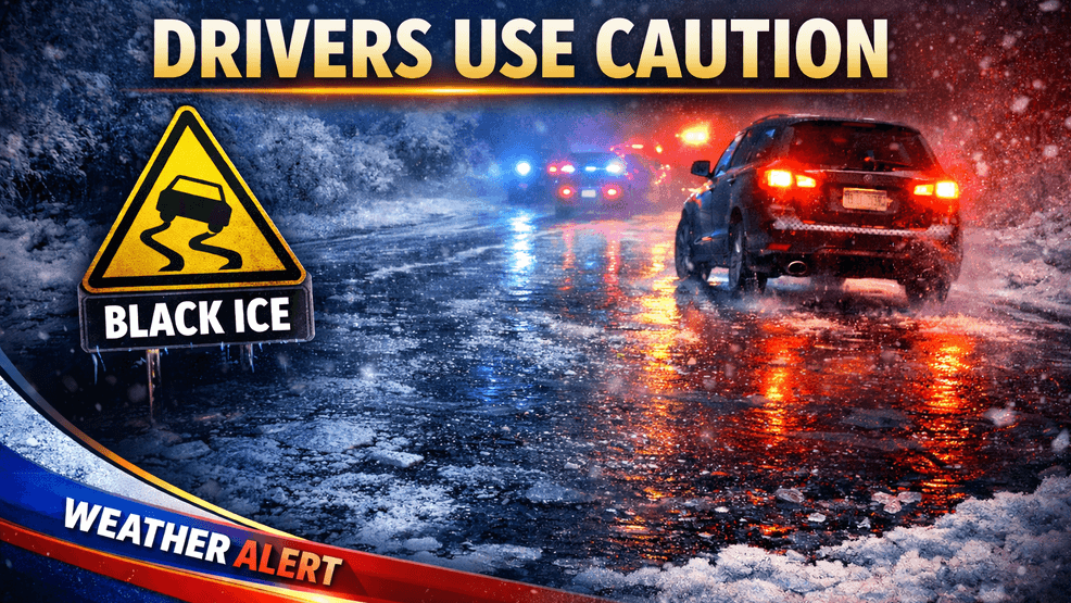 Drivers urged to use caution as black ice causes multiple incidents in ...
