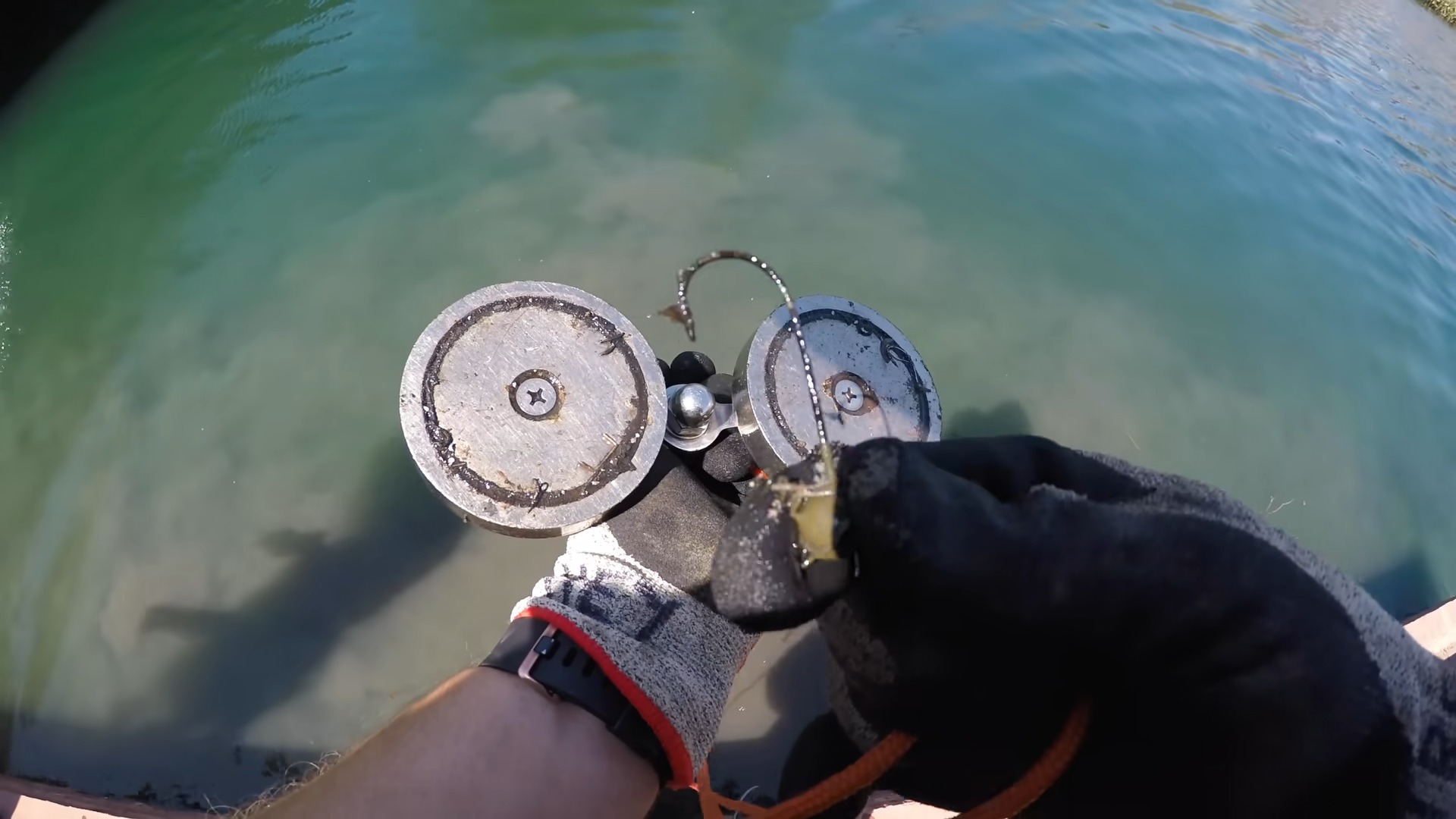 A deep lake swallowed an XL magnet… magnet fishing got complicated