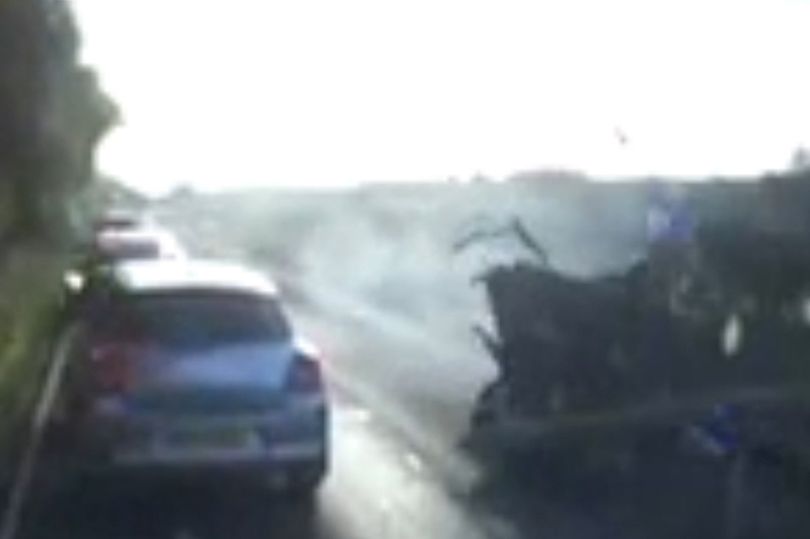 Incredibly shocking moment driver 'cartwheels' after 98mph head-on crash