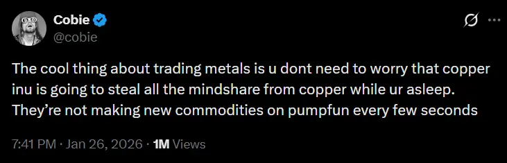Commodity meme tokens rise as a new category after an X post by ...