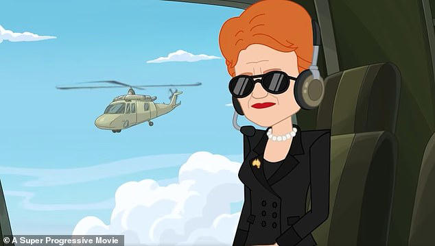 An animated Pauline Hanson plays the role of Australia's Prime Minister in the bizarre movie