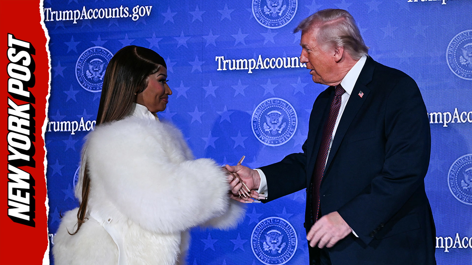 Trump holds Nicki Minaj's hand while welcoming rapper onstage at Trump ...
