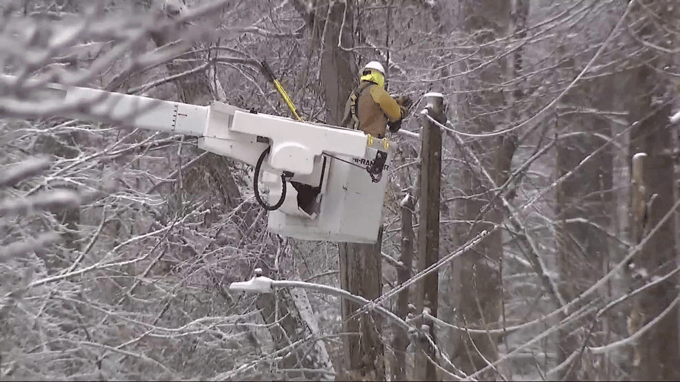 Crews nationwide aid local teams to restore power post-ice storm in WVa.