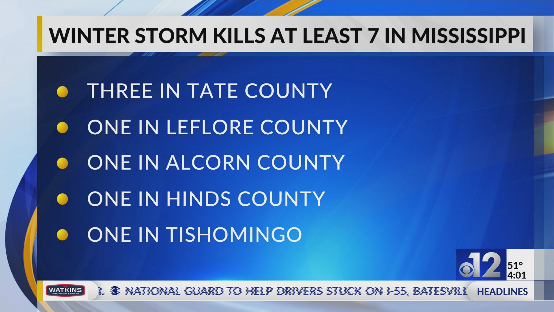Mississippi winter storm death toll rises to seven