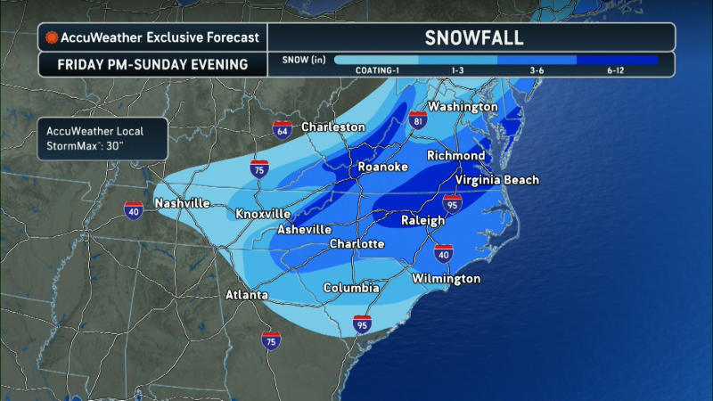 Biggest winter storm in nearly a decade expected for parts of North Carolina<br><br>