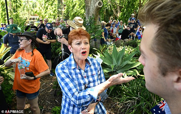 Senator Pauline Hanson slammed the event organisers as 'super progressives' after the Melbourne and Hobart screenings were reportedly cancelled on Wednesday
