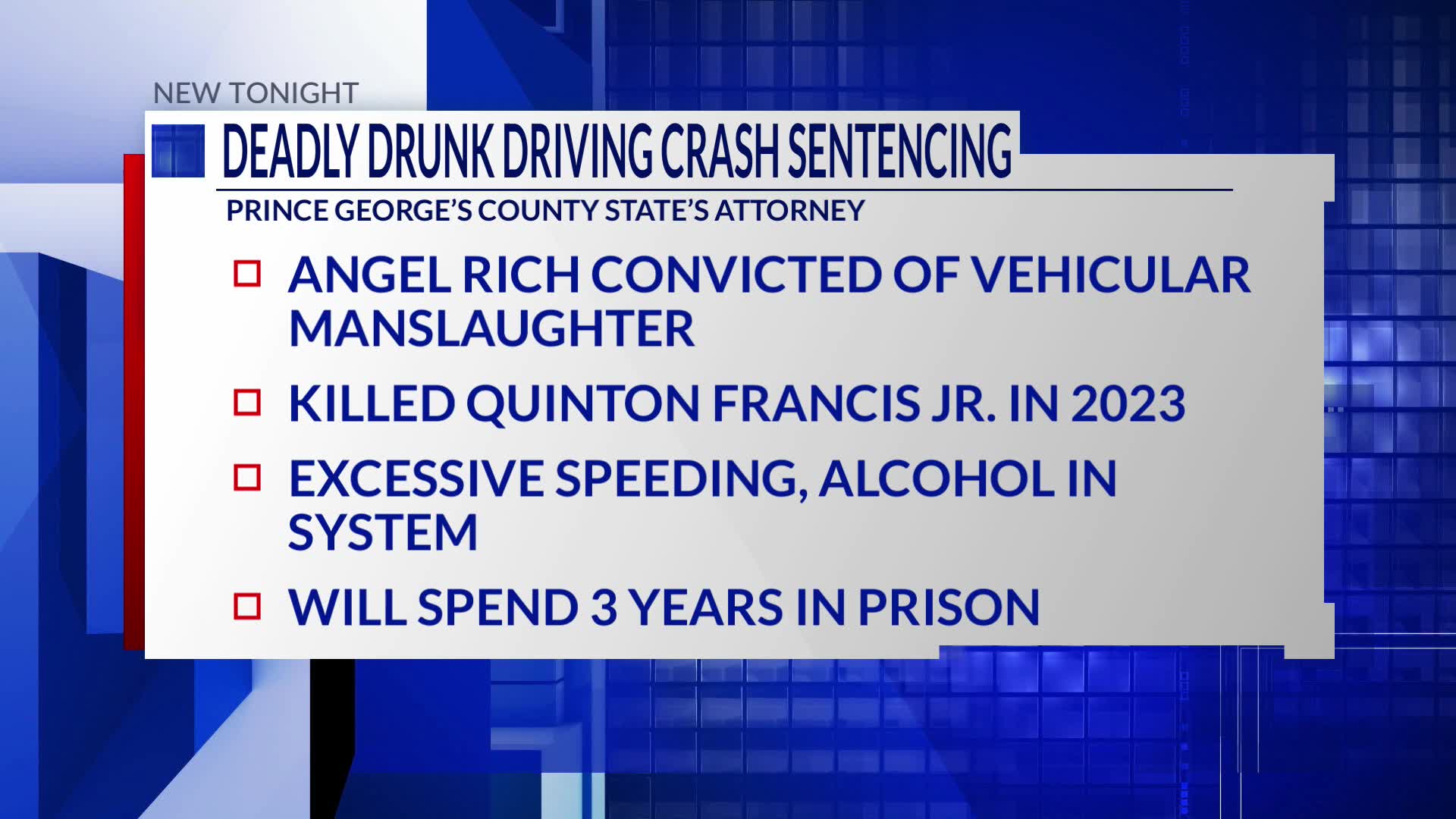 DC woman sentenced for driving drunk during deadly crash in Lanham