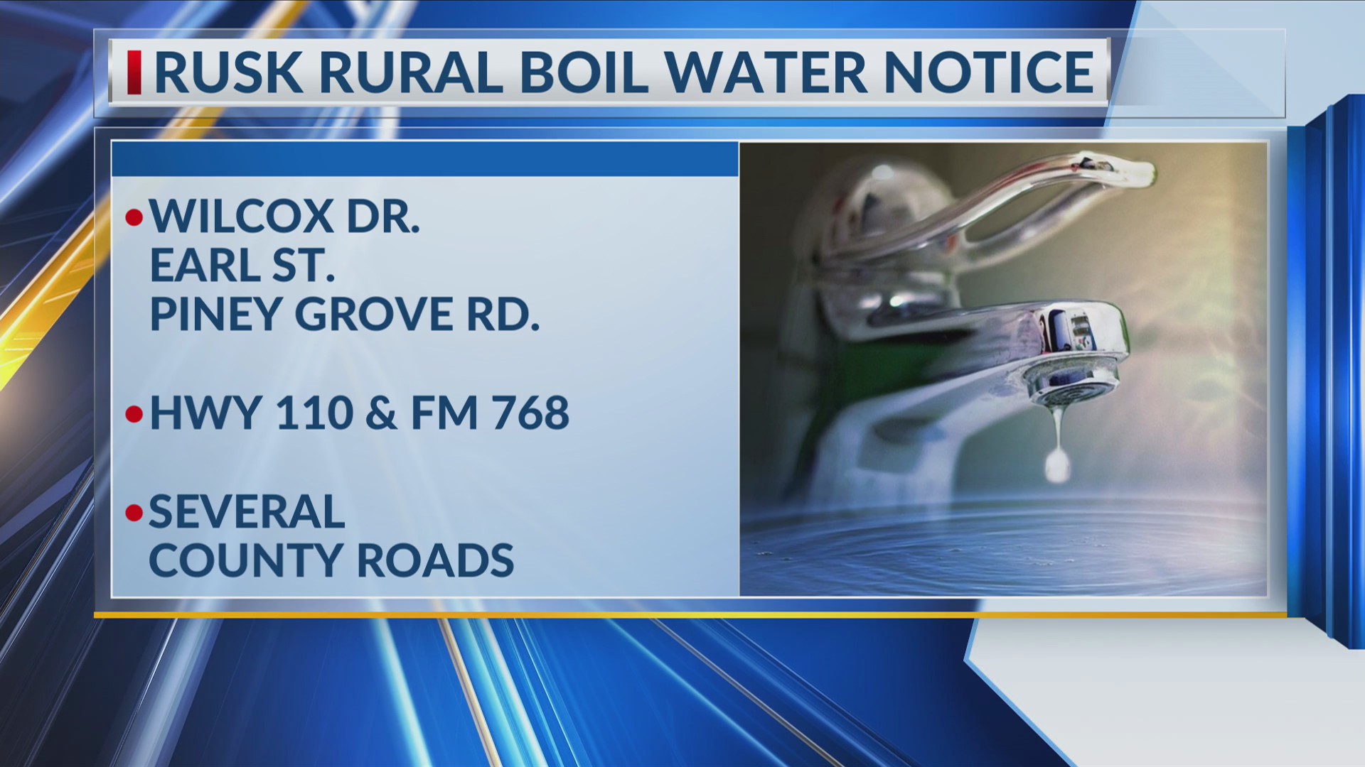 Rusk Rural Water Supply Corporation issues boil water notice