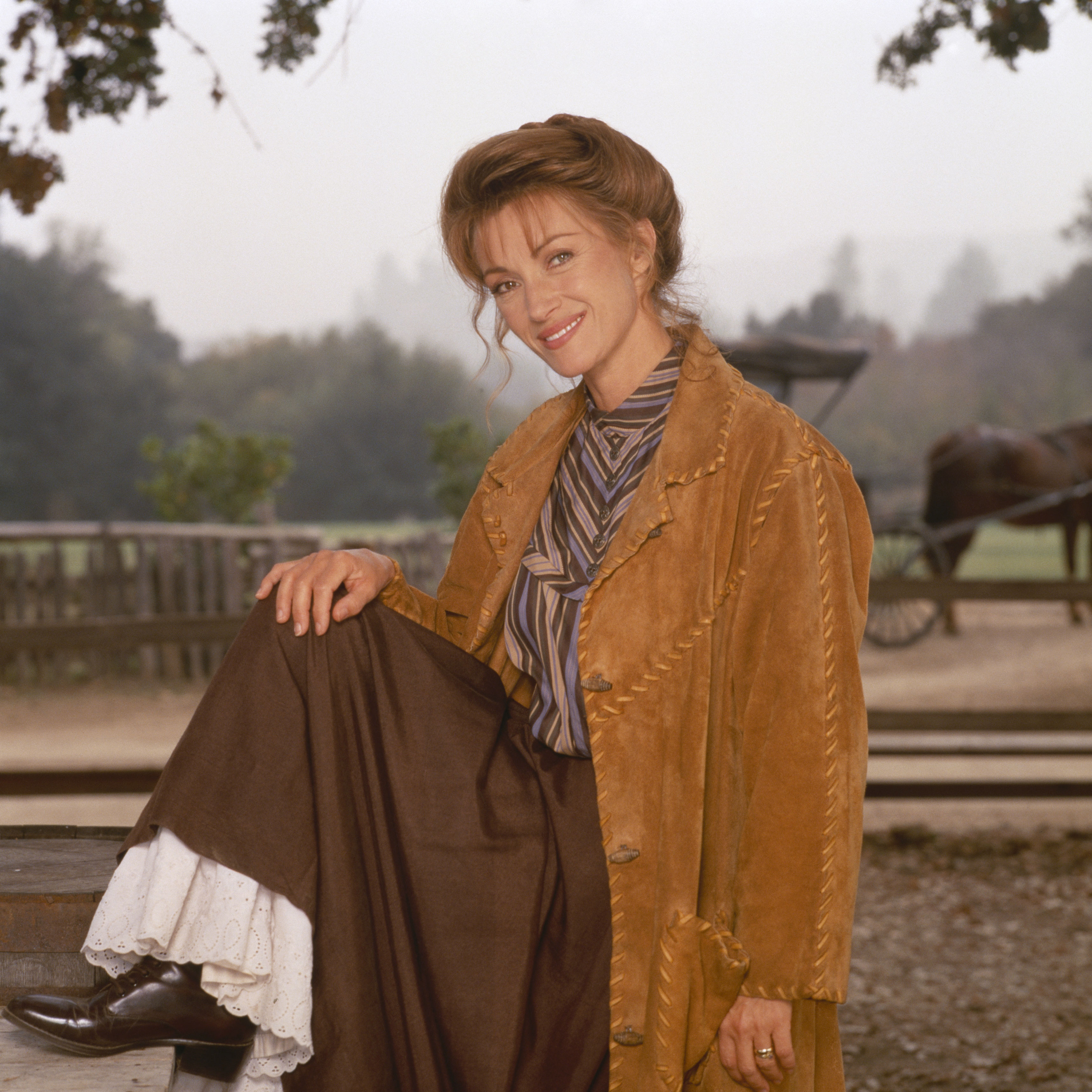 American Actress Jane Seymour, stars in the television series Doctor Quinn, Medicine Woman. (Photo by Studio Seven Productions/NM/Sygma via Getty Images)
