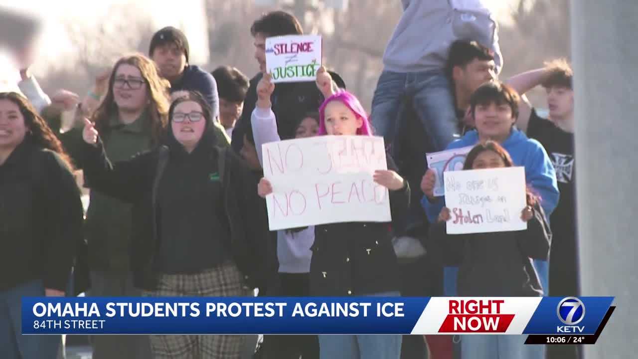 Omaha students hold peaceful protest against ICE Wednesday