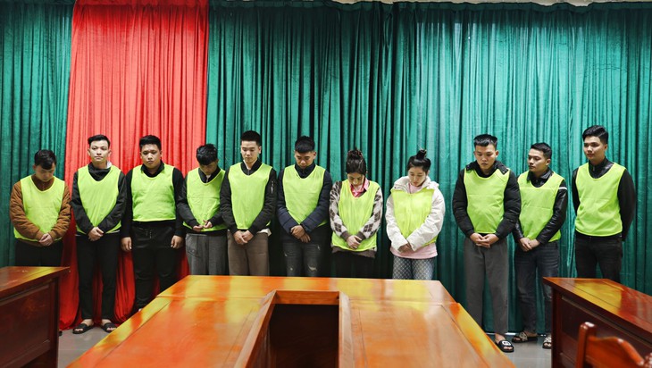 Các bị can tại Cơ quan Công an - Ảnh: Công an tỉnh Bắc Ninh