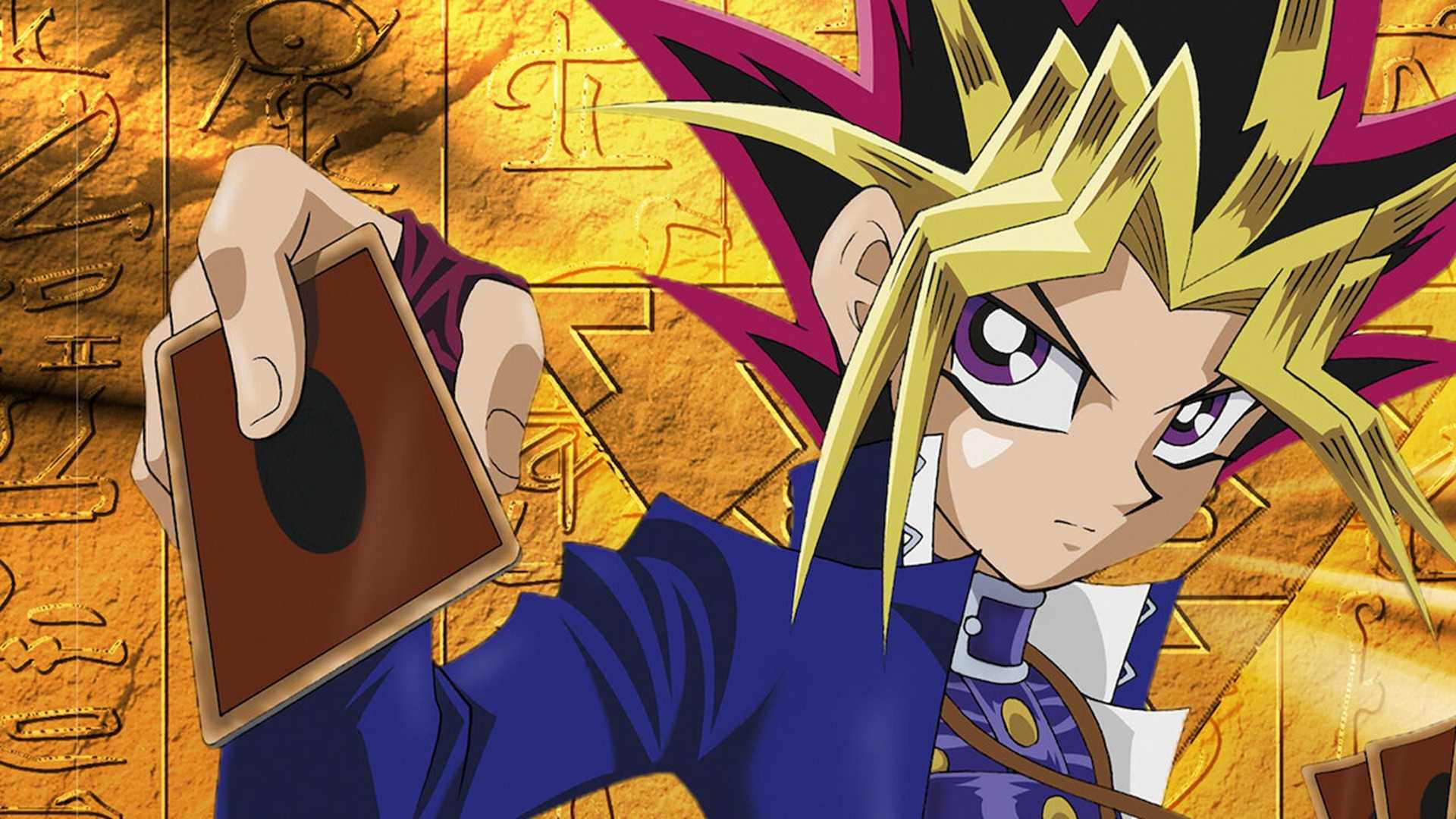 Yu-Gi-Oh! Duel Monsters showing Yugi drawing a card.