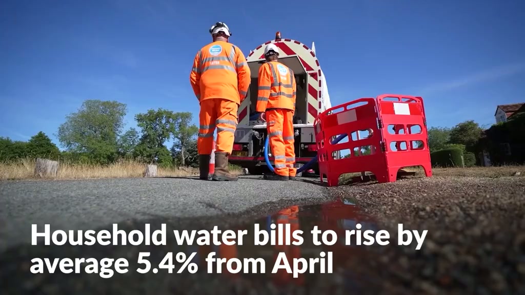 Household water bills to rise by average 5.4% from April