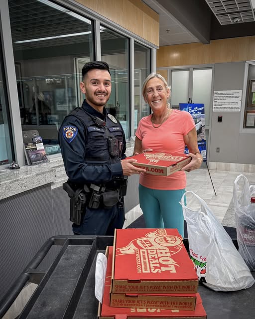 Full-circle: Woman surprises Round Rock police with pizza delivery ...